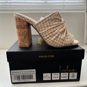 Lulu's Gingham Toffee and White Mules